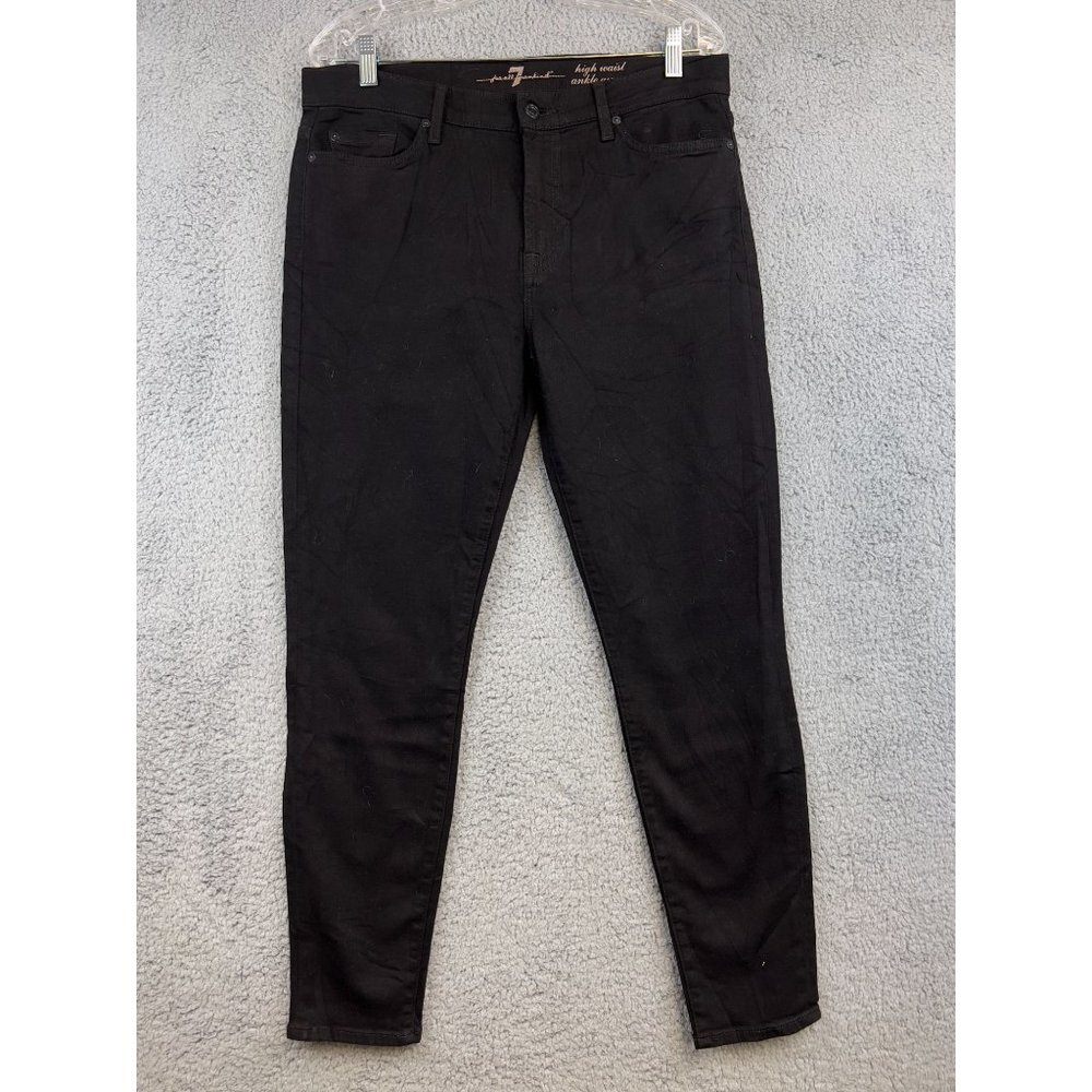 7‎ Seven For All Mankind The High Waist Ankle Skinny Black Jeans Size 31